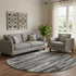 8' Black And Ivory Striped Washable Round Rug With UV Protection