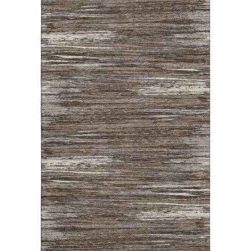 5' X 8' Brown And Beige Striped Washable Area Rug With UV Protection