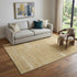 5' X 8' Gold Beige And Ivory Striped Washable Area Rug With UV Protection