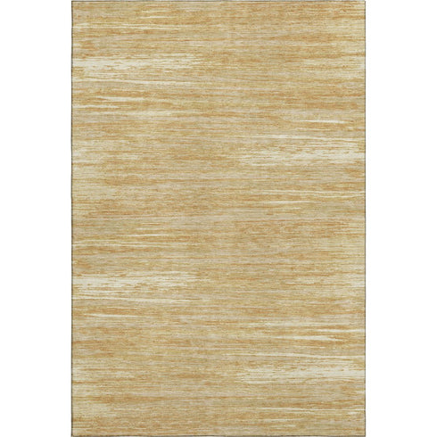 5' X 8' Gold Beige And Ivory Striped Washable Area Rug With UV Protection