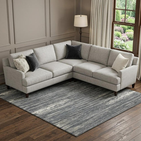 8' X 10' Gray And Ivory Striped Washable Area Rug With UV Protection