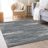 8' X 10' Gray And Ivory Striped Washable Area Rug With UV Protection