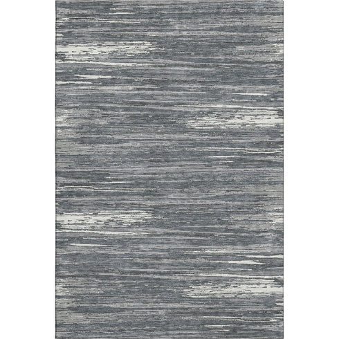 8' X 10' Gray And Ivory Striped Washable Area Rug With UV Protection