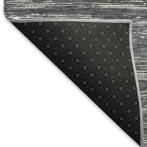 8' X 10' Gray And Ivory Striped Washable Area Rug With UV Protection
