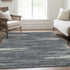 8' X 10' Gray And Ivory Striped Washable Area Rug With UV Protection