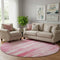 8' Pink And Ivory Striped Washable Round Rug With UV Protection