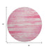 8' Pink And Ivory Striped Washable Round Rug With UV Protection