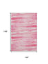9' X 12' Pink And Ivory Striped Washable Area Rug With UV Protection
