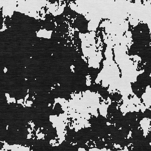 5' X 8' Black And White Abstract Washable Area Rug With UV Protection