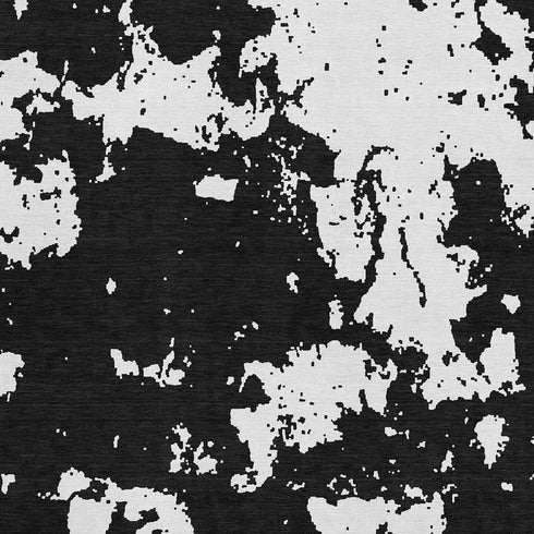 5' X 8' Black And White Abstract Washable Area Rug With UV Protection
