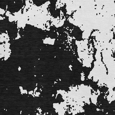 8' X 10' Black And White Abstract Washable Area Rug With UV Protection