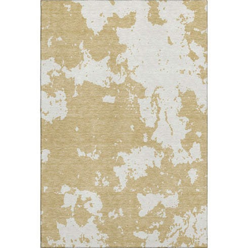 5' X 8' Gold And Beige Abstract Washable Area Rug With UV Protection