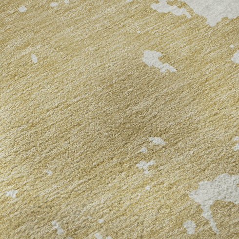 5' X 8' Gold And Beige Abstract Washable Area Rug With UV Protection