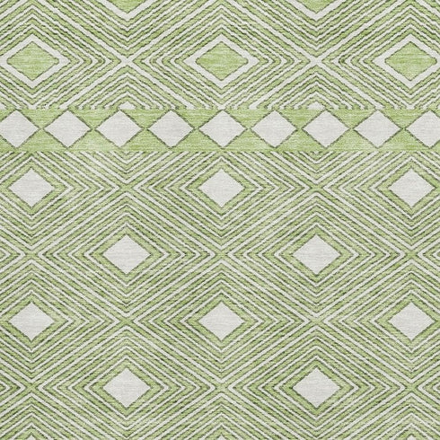 8' X 10' Artichoke Green And Ivory Geometric Washable Area Rug With UV Protection