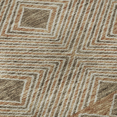 5' X 8' Brown And Beige Geometric Washable Area Rug With UV Protection