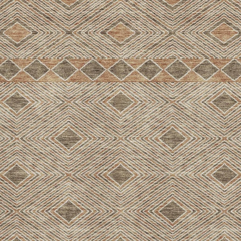 5' X 8' Brown And Beige Geometric Washable Area Rug With UV Protection