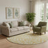 8' Gold And Ivory Floral Washable Round Rug With UV Protection