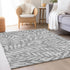 8' X 10' Gray And Silver Floral Washable Area Rug With UV Protection