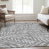 8' X 10' Gray And Silver Floral Washable Area Rug With UV Protection