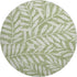 8' Green And Beige Floral Washable Round Rug With UV Protection