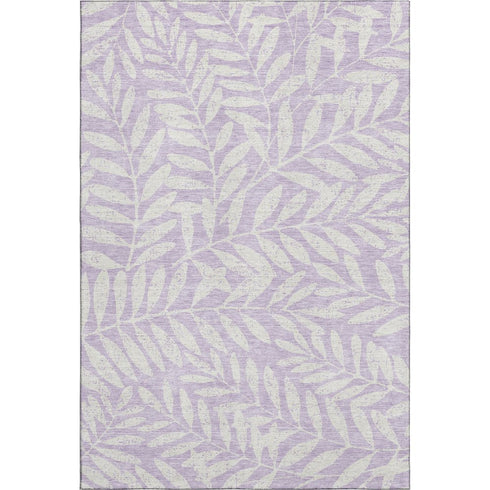 9' X 12' Lavender And Ivory Floral Washable Area Rug With UV Protection