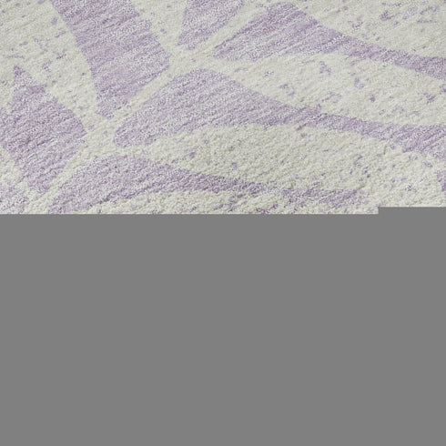 9' X 12' Lavender And Ivory Floral Washable Area Rug With UV Protection