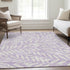 9' X 12' Lavender And Ivory Floral Washable Area Rug With UV Protection