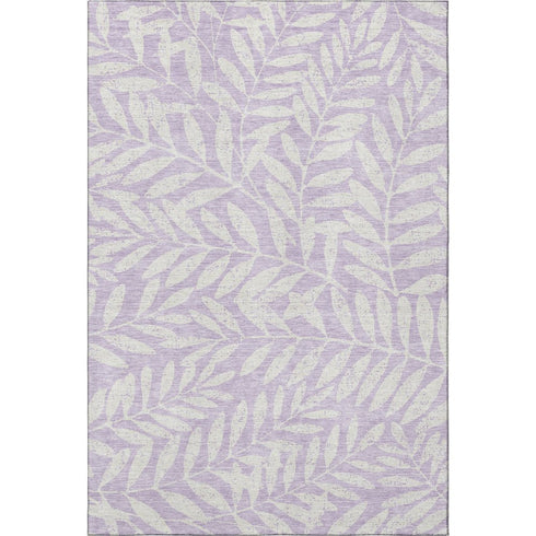 9' X 12' Lavender And Ivory Floral Washable Area Rug With UV Protection