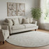 8' Taupe And Beige Floral Washable Round Rug With UV Protection