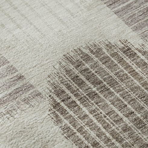 5' X 8' Beige Ivory And Taupe Geometric Washable Area Rug With UV Protection