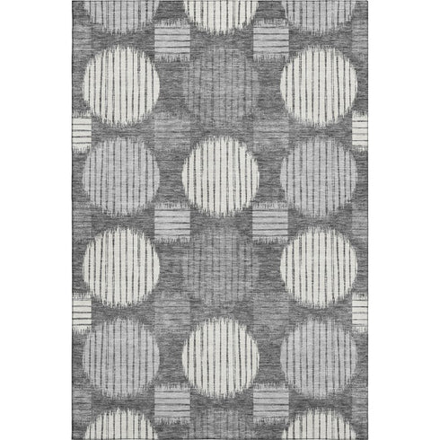 5' X 8' Charcoal And Ivory Geometric Washable Area Rug With UV Protection