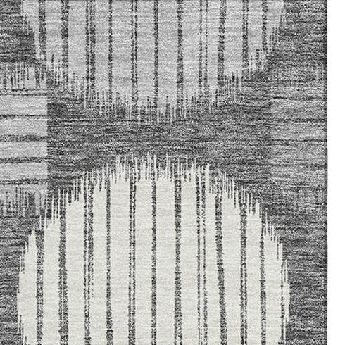 5' X 8' Charcoal And Ivory Geometric Washable Area Rug With UV Protection
