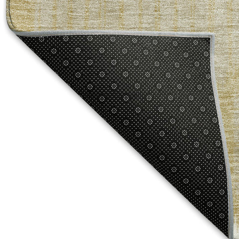 8' X 10' Gold And Ivory Geometric Washable Area Rug With UV Protection