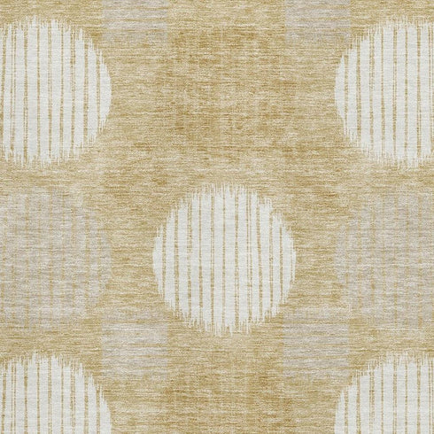 8' X 10' Gold And Ivory Geometric Washable Area Rug With UV Protection