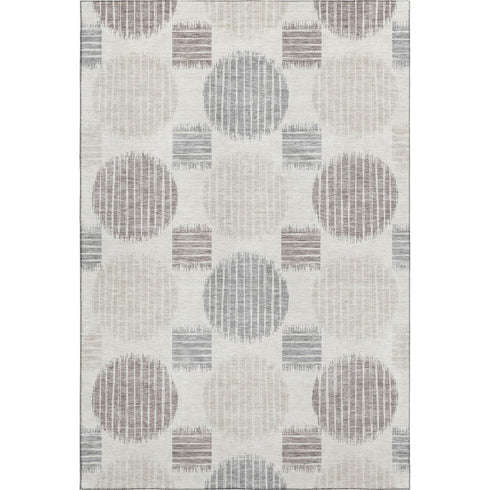 8' X 10' Ivory Beige And Gray Geometric Washable Area Rug With UV Protection