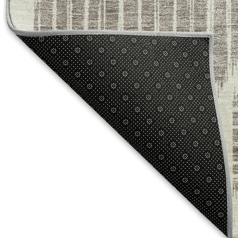8' X 10' Ivory Beige And Gray Geometric Washable Area Rug With UV Protection