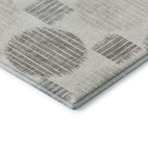 8' X 10' Ivory Beige And Gray Geometric Washable Area Rug With UV Protection