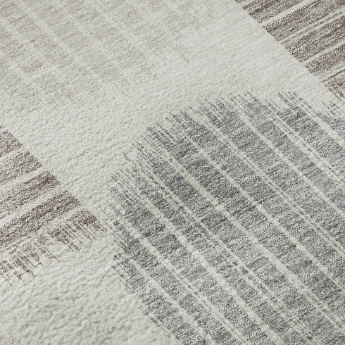 8' X 10' Ivory Beige And Gray Geometric Washable Area Rug With UV Protection