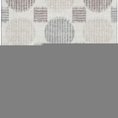 8' X 10' Ivory Beige And Gray Geometric Washable Area Rug With UV Protection