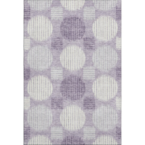 8' X 10' Purple Ivory And Gray Geometric Washable Area Rug With UV Protection