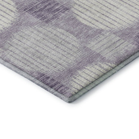 8' X 10' Purple Ivory And Gray Geometric Washable Area Rug With UV Protection