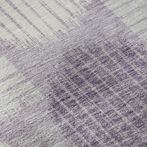 8' X 10' Purple Ivory And Gray Geometric Washable Area Rug With UV Protection