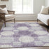 8' X 10' Purple Ivory And Gray Geometric Washable Area Rug With UV Protection
