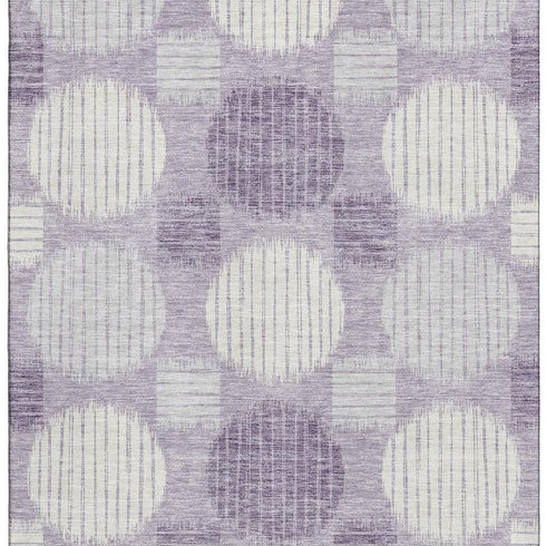 8' X 10' Purple Ivory And Gray Geometric Washable Area Rug With UV Protection