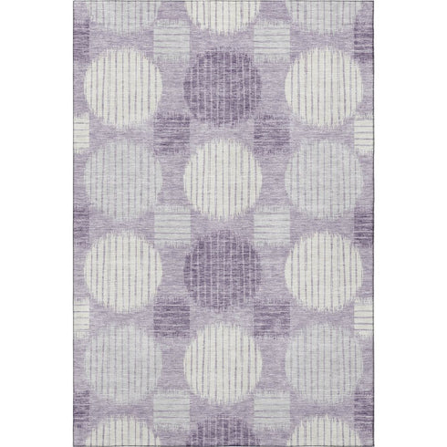 8' X 10' Purple Ivory And Gray Geometric Washable Area Rug With UV Protection