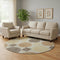 8' Tan Gold And Brown Geometric Washable Round Rug With UV Protection