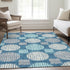 5' X 8' Teal Ivory And Gray Geometric Washable Area Rug With UV Protection