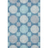 5' X 8' Teal Ivory And Gray Geometric Washable Area Rug With UV Protection