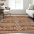 8' X 10' Rust And Ivory Southwestern Washable Area Rug With UV Protection