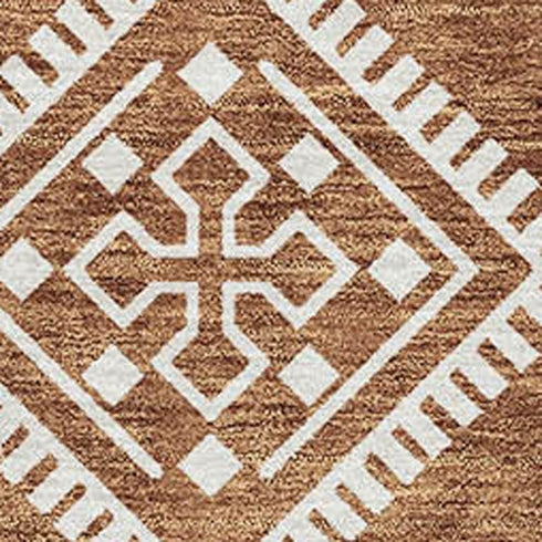 8' X 10' Rust And Ivory Southwestern Washable Area Rug With UV Protection